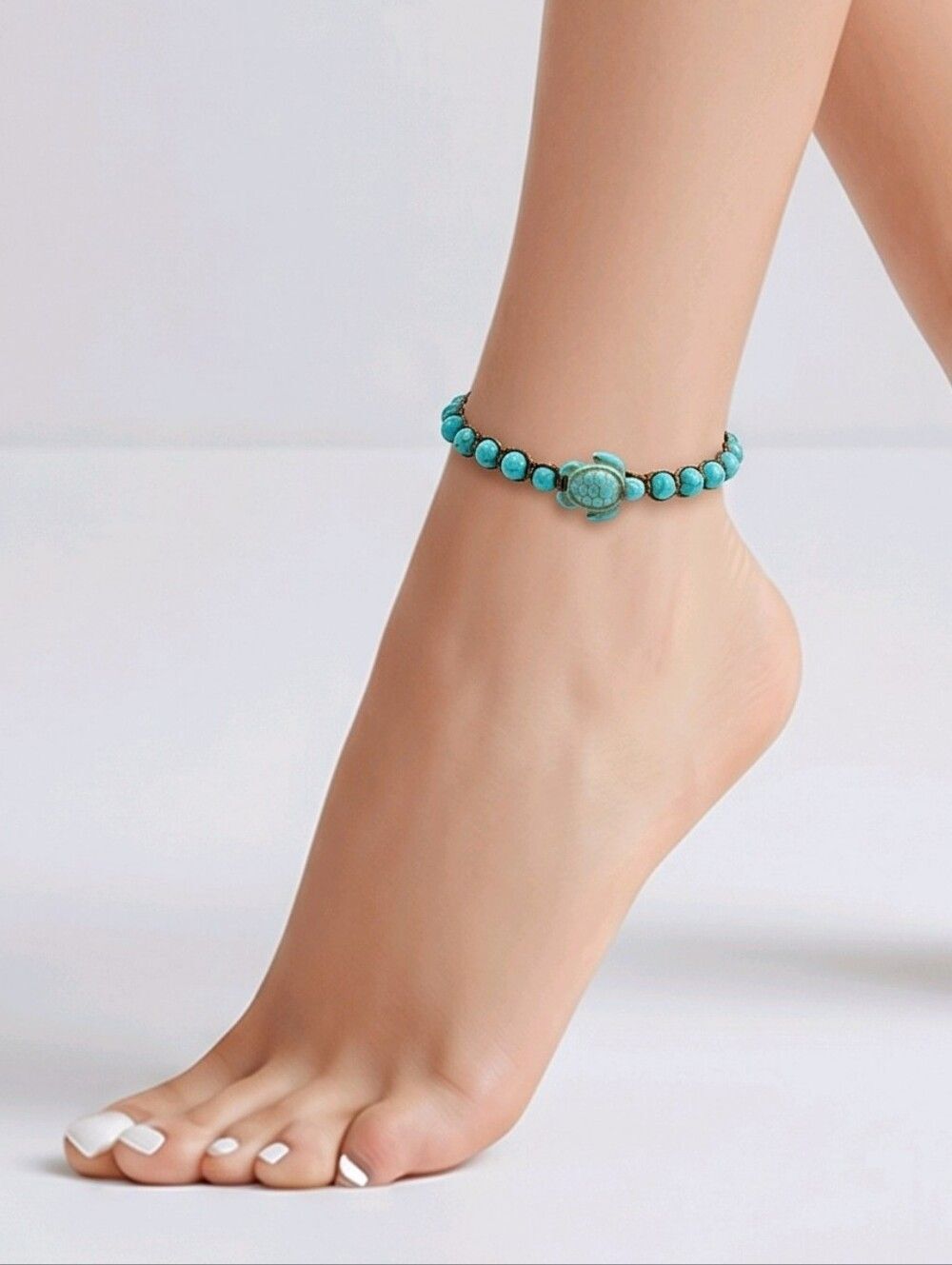 Turquoise Turtle Anklet Beachy Boho Adjustable Coastal Jewelry Island Chic